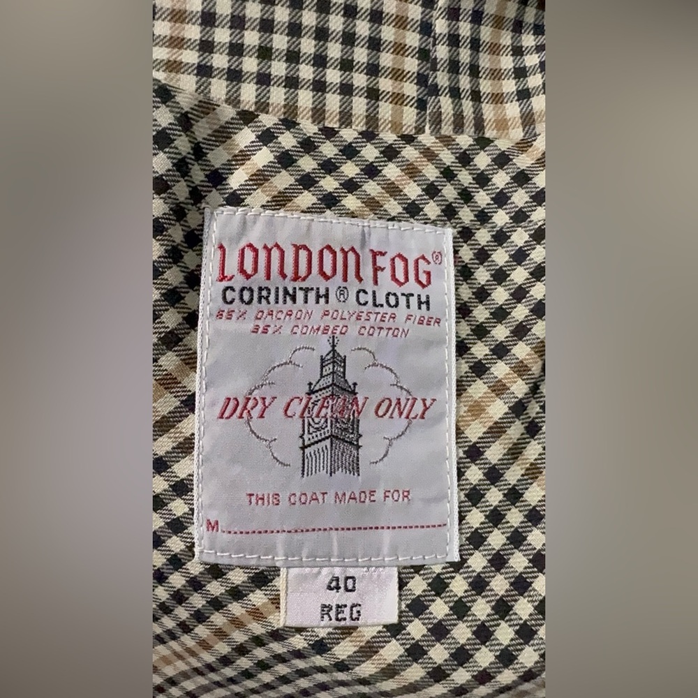 London Fog Tan Trench Coat with Checkered Interior - Picture 8 of 14